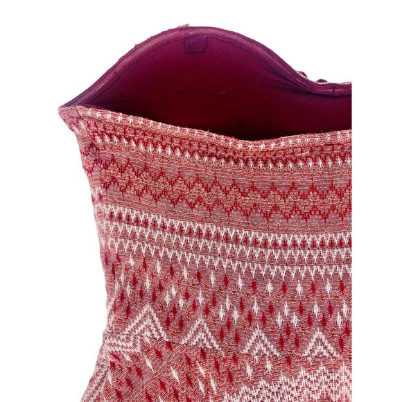 Free People Burgundy Shimmer Fit & Flare Tulle Trim Embroidered Sweetheart Dress - Picture 11 of 16